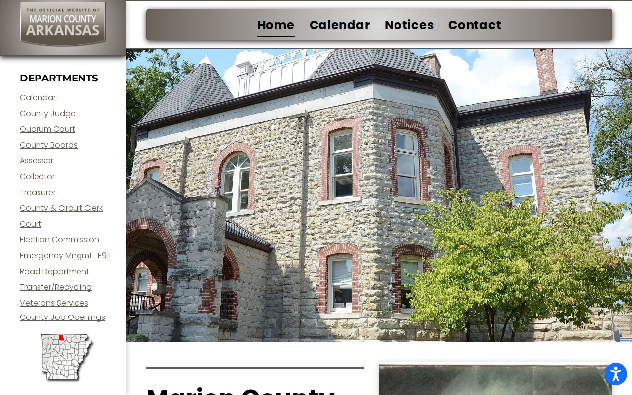 Official Marion County government page with county office navigation