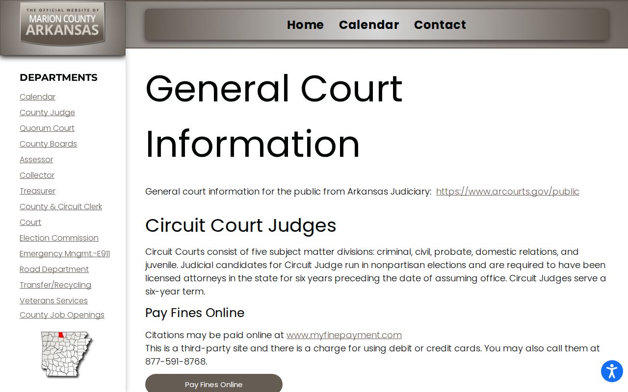 Marion County arrest warrant District Court building and routing