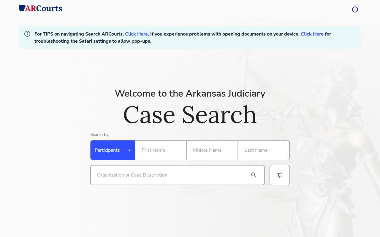 Marion County bench warrant case lookup on Search ARCourts