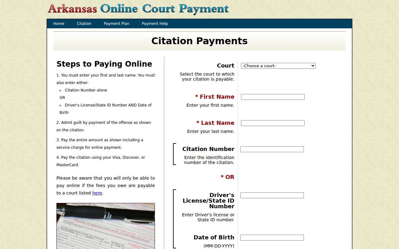 Marion County traffic warrant citation query fields