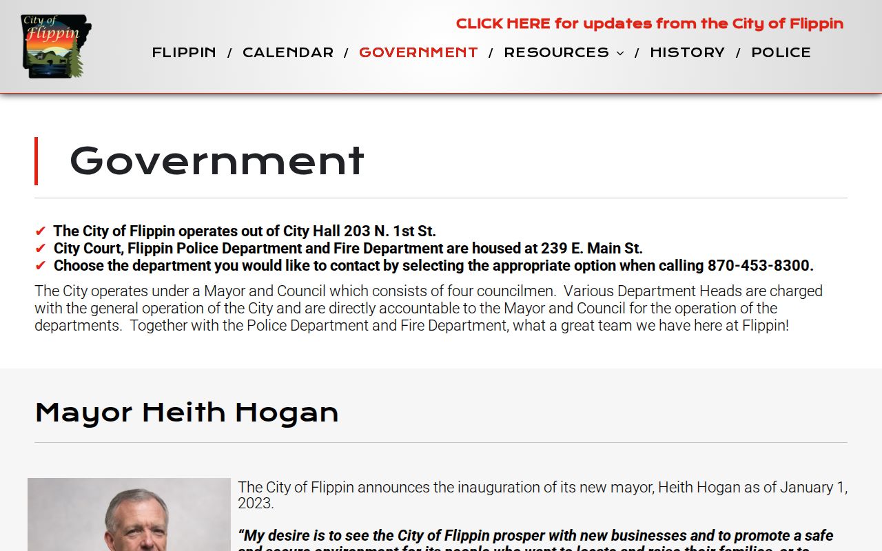 Flippin city and court locations for Flippin warrant records